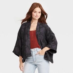 100% Cotton Navy Quilted Kimono